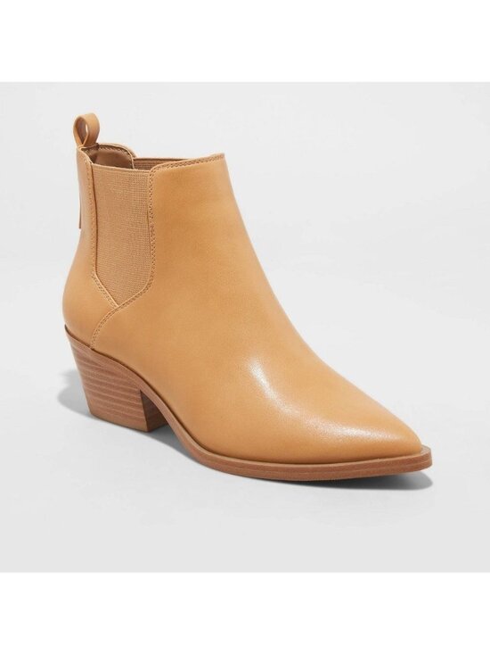 Universal Thread Shoes - Universal Thread Women's Rosemary Chelsea Boots Size 7.5 Faux Leather Carmel Col